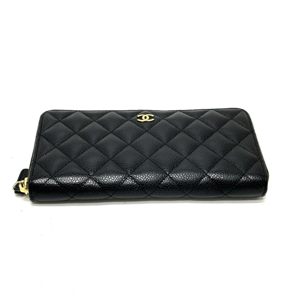 CHANEL Authentic Black Caviar Leather Logo Wallet - Picture 3 of 16